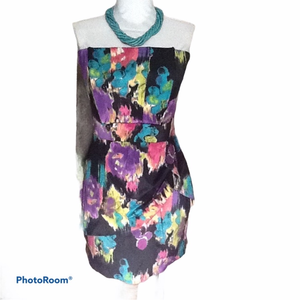 Speechless Strapless Abstract Print Dress Sz 9